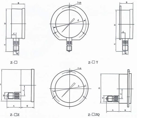 真空壓力（lì）表外形尺寸圖