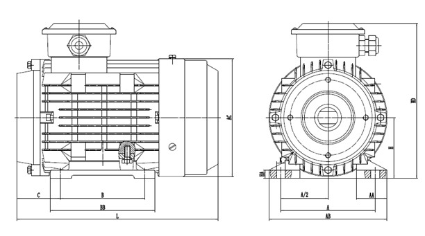 91麻豆国产福利品精電機-YYVF2汽車電機安裝尺寸圖